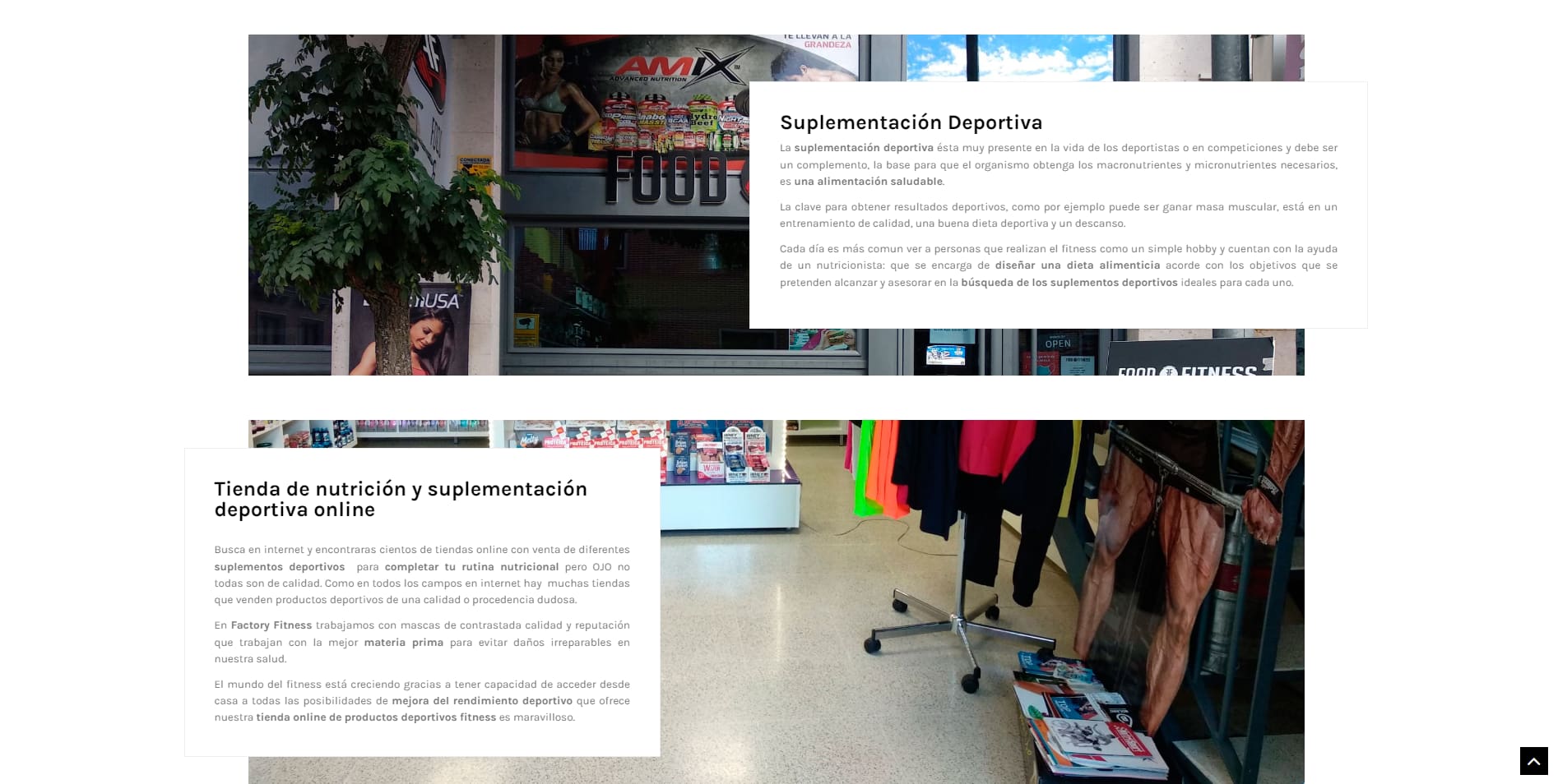 tienda fitness contenido